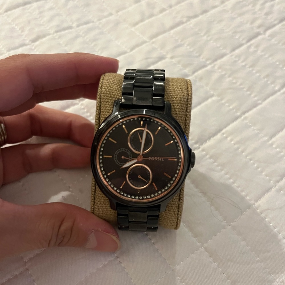 Black womens Fossil watch